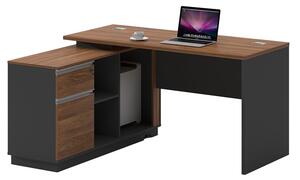 Birou birou colt stanga Oscar, nuc-antracit, 160x140x76 cm