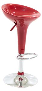 Scaun de bar Felice reglabil pe inaltime baza, rosu-crom, 40x43x84 cm