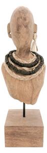 Statueta Ebia bust lemn de mango metal, nuc, 17x12x44 cm