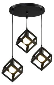 Lustra cu trei lumini Kibe I metal, negru, 48x30x130 cm