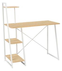 Birou cu rafturi Deckstor, Stejar, albe, 102x50x117 cm