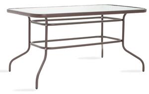 Masa Valor metal sticla, Maro - Alb, 140x80x70 cm