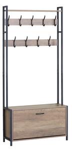 Unitate de intrare Ventoria, Stejar cu metal, negru, 84x30x182 cm