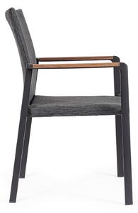 Set 4 scaune de terasa din metal, tapitate cu stofa, Jalisco Gri / Negru, l59xA60,5xH89 cm