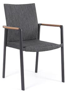 Set 4 scaune de terasa din metal, tapitate cu stofa, Jalisco Gri / Negru, l59xA60,5xH89 cm