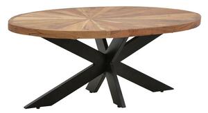 Masuta de cafea ovala Fardy lemn masiv de acacia, nuc - negru, 120x60x45 cm