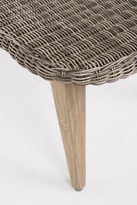 Masa de cafea pentru gradina / terasa, din fibre sintetice si lemn de tec, Belen Natural, L86xl55,5xH40 cm