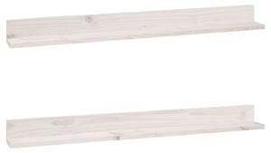 Rafturi de perete, 2 buc., alb, 110x11x9 cm, lemn masiv de pin