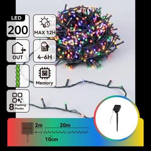 Aigostar - Ghirlandă solară LED de Crăciun, 200 LED/8 funcții, 22 m, IP65, multicolor, 800 mAh