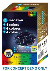 Aigostar - Ghirlandă solară LED de Crăciun, 200 LED/8 funcții, 22 m, IP65, multicolor, 800 mAh