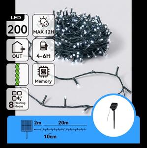 Aigostar - Ghirlandă luminoasă solară LED pentru Crăciun 200 LED/8 funcții, 22 m, IP65, alb rece, 800 mAh