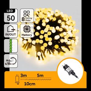 Aigostar - Ghirlandă luminoasă LED de exterior pentru Crăciun, 50 LED, 8 funcții, 8 m, IP44, alb cald