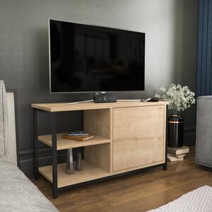 Comdoa TV Muskegon, negru/stejar, PAL/metal, 90x35x51 cm