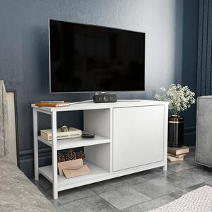 Comoda TV Muskegon, alb, PAL/metal, 90x35x51 cm