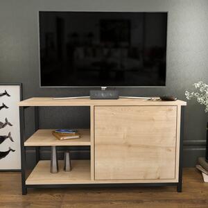 Comdoa TV Muskegon, negru/stejar, PAL/metal, 90x35x51 cm