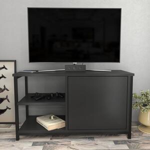 Comoda TV Muskegon, negru/gri antracit, PAL/metal, 90x35x51 cm