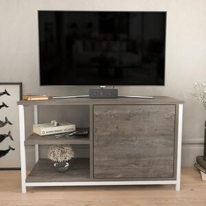 Comoda TV Muskegon, gri/alb, PAL/metal, 90x35x51 cm