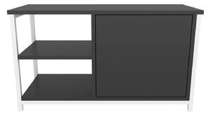 Comoda TV Muskegon, alb/gri antracit, PAL/metal, 90x35x51 cm