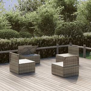 Canapele de mijloc de grădină 4 piese gri 57x57x56 cm poliratan