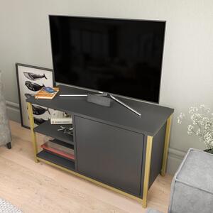 Comoda TV Muskegon, auriu/gri antracit, PAL/metal, 90x35x51 cm