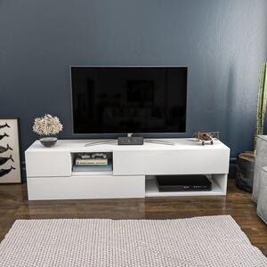 Comoda TV Morton, alb, PAL, 160x37,7x40 cm