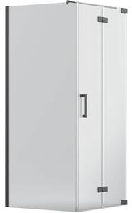 Cabină de duș pătrată Jungborn SETTE 90x90x200 cm profil negru sticlă transparentă, ușă dreapta