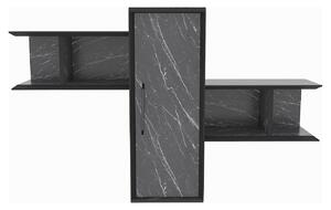 Raft Olida, negru cu imprimeu marmura, PAL melaminat, 119x35x52 cm