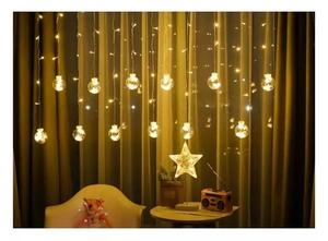 Instalatie tip perdea pentru Craciun, model globuri, 108 LED-uri, 8 moduri iluminare, telecomanda inclusa, intrare USB