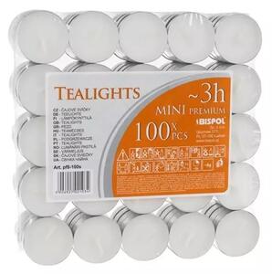 Set lumanari pastila, 100 bucati, parafina, 3,5x1 cm, argintiu/alb