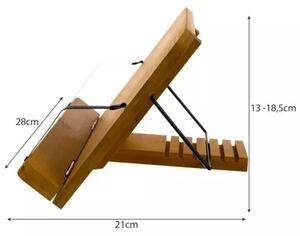 Suport carti, universal, 2 catarame metalice, 6 trepte, bambus/metal, 21x28x13-18,5 cm