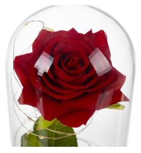 Trandafir criogenat, 100 petale, iluminare LED, lumina alba calda, sticla/plastic, 22x11,5 cm, rosu