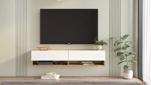 Comoda TV FR11-AW, alb/stejar, PAL, 140x32x29 cm