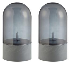 Brilliant - Set 2x lumânări LED ILLUSION LED/2xAA IP44 gri / negru fumuriu