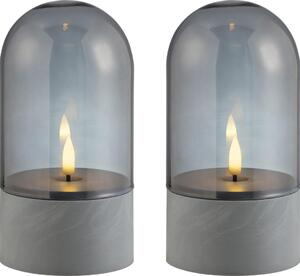 Brilliant - Set 2x lumânări LED ILLUSION LED/2xAA IP44 gri / negru fumuriu