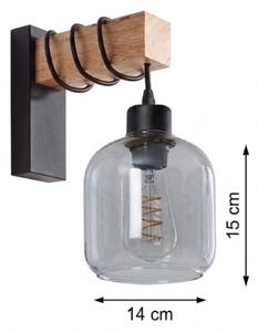 Brilagi - Aplica de perete WOOD GLASS 1xE27/60W/230V pin/negru/gri fumuriu