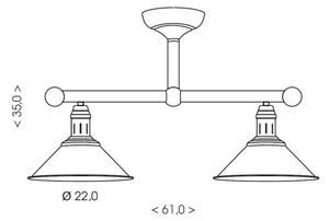 Brilagi - Lustră pe tijă FORGE 2xE27/60W/230V patină/auriu/negru