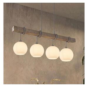 Brilagi - Lustra suspendată pe cablu WOOD GLASS 4xE27/60W/230V pin/gri/alb