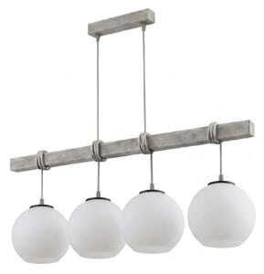 Brilagi - Lustra suspendată pe cablu WOOD GLASS 4xE27/60W/230V pin/gri/alb