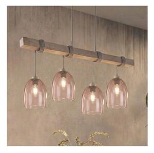 Brilagi - Lustră suspendată pe cablu WOOD GLASS 4xE27/60W/230V pin/gri/bej fumuriu