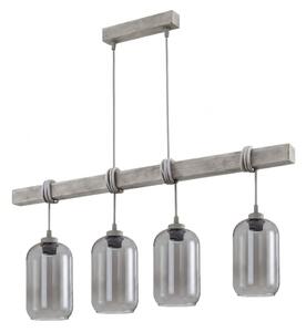 Brilagi - Lustru suspendat pe cablu WOOD GLASS 4xE27/60W/230V pin/gri/gri fumuriu