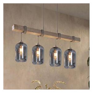 Brilagi - Lustru suspendat pe cablu WOOD GLASS 4xE27/60W/230V pin/gri/gri fumuriu