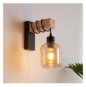 Brilagi - Aplică de perete WOOD GLASS 1xE27/60W/230V pin/negru/maro fumuriu