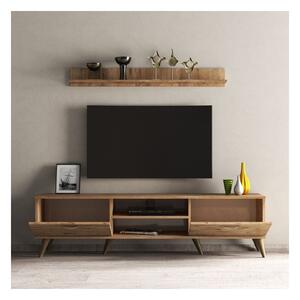 Set comoda TV si polita TVU0102, stejar, PAL melaminat, 180x35x48 cm