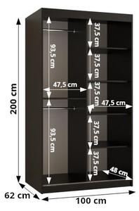Dulap de haine 100 cm Riana Wa 1 100 (Alb). 1063455