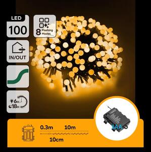 Aigostar - Ghirlandă LED de exterior pentru Crăciun 100xLED/8 funcții 3xAA 10,3m IP44 alb cald