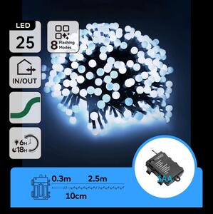 Aigostar - Ghirlandă LED de exterior pentru Crăciun 25xLED/8 funcții 3xAA 2,8m IP44 alb rece