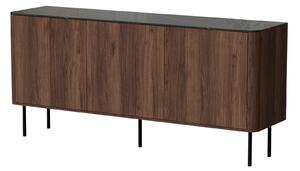 Bufet Miravio 100, Nuc, Marmură neagră, PAL laminat, MDF, 77x160x40cm, 48 kg