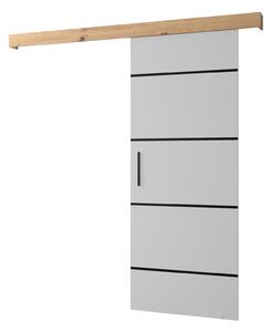 Uși culisante 90 cm Sharlene IV (alb mat + stejar artisan + negru). 1043745