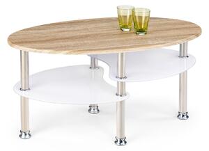 Măsuță de cafea Houston 172, Stejar Sonoma, Alb, Metal, Sticlă călită, 45x50x90cm, 12 kg