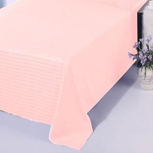 Cearsaf de pat o persoana Damasc Policoton dunga 1 cm, 160 x 230 cm, Pucioasa, Roz
